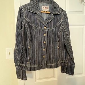 A.M.I. Black Pin Striped Denim Jacket
